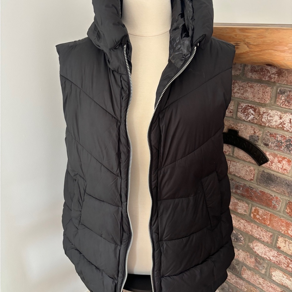 Black Puffer Vest with Hood